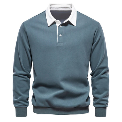 "Sole di Capri" – Polo Neck Cotton Sweatshirt By Enzo Bellari®