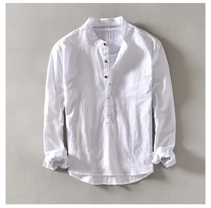 "Aria Serenata" – Linen Stand Collar Shirt By Enzo Bellari®