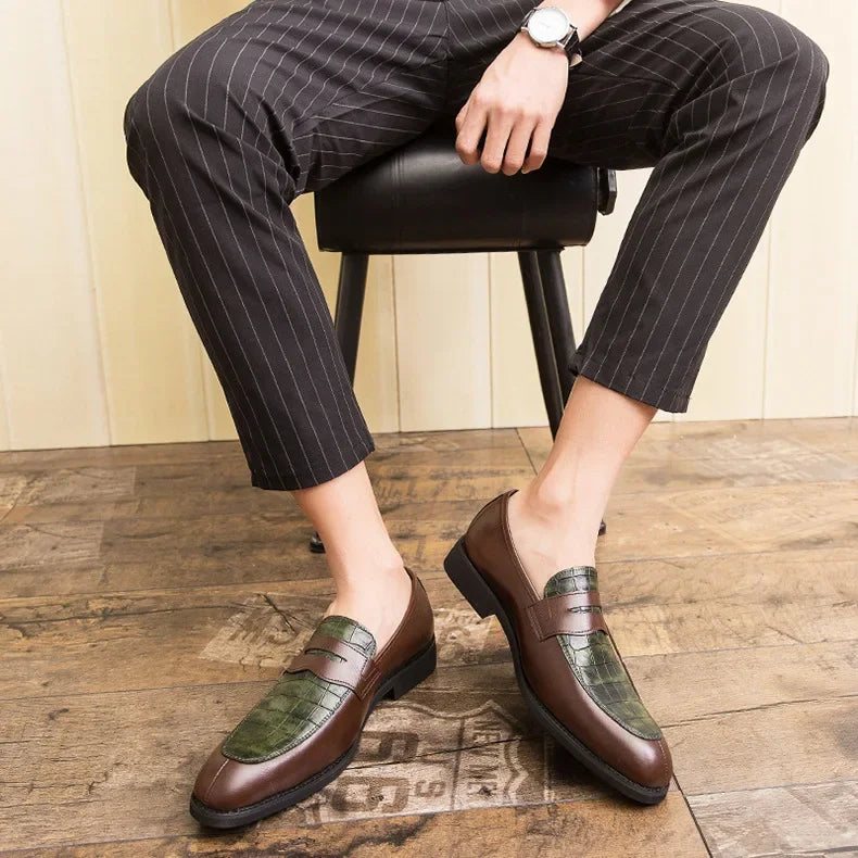 "Luna Dorata" – Crocodile Pattern Leather Loafers By Enzo Bellari®