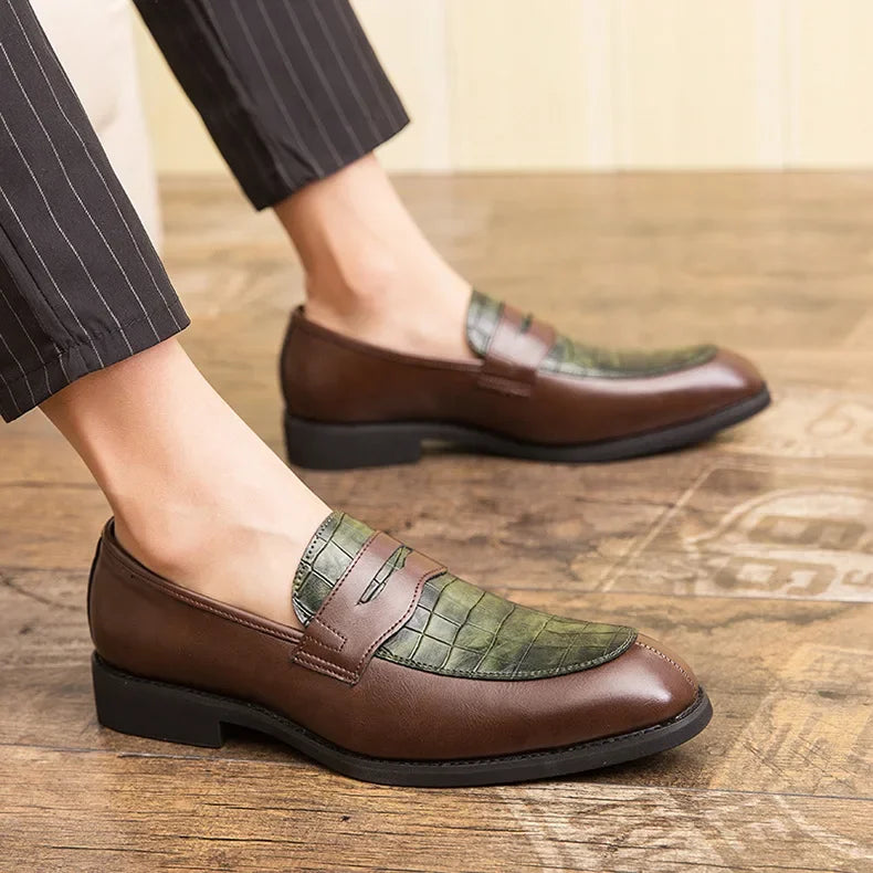 "Luna Dorata" – Crocodile Pattern Leather Loafers By Enzo Bellari®