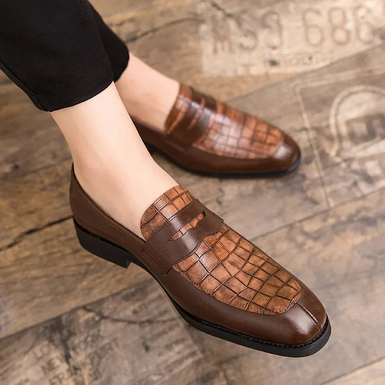 "Luna Dorata" – Crocodile Pattern Leather Loafers By Enzo Bellari®