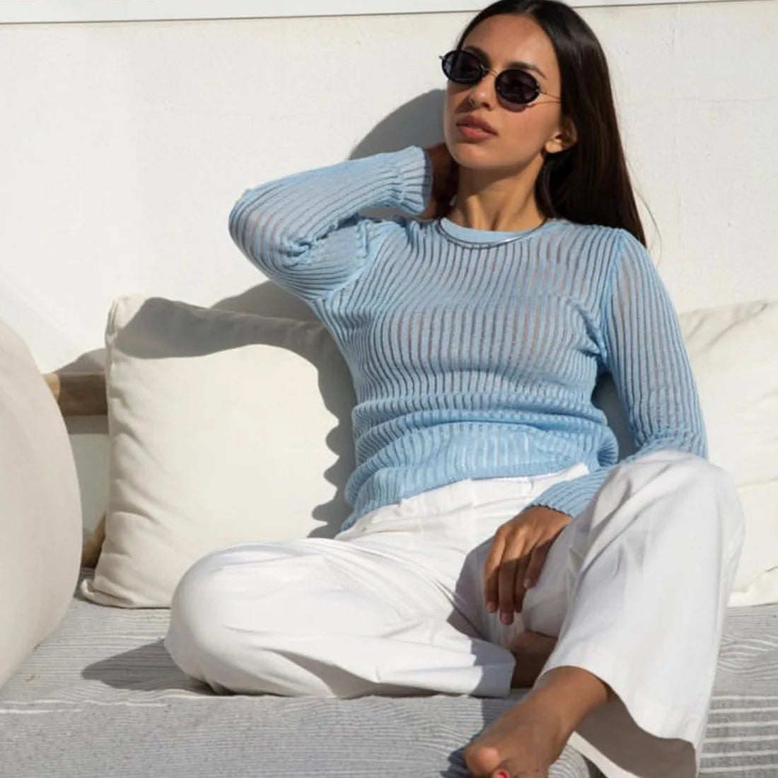 "Onda di Seta" – Ribbed Knit Pullover By Enzo Bellari®