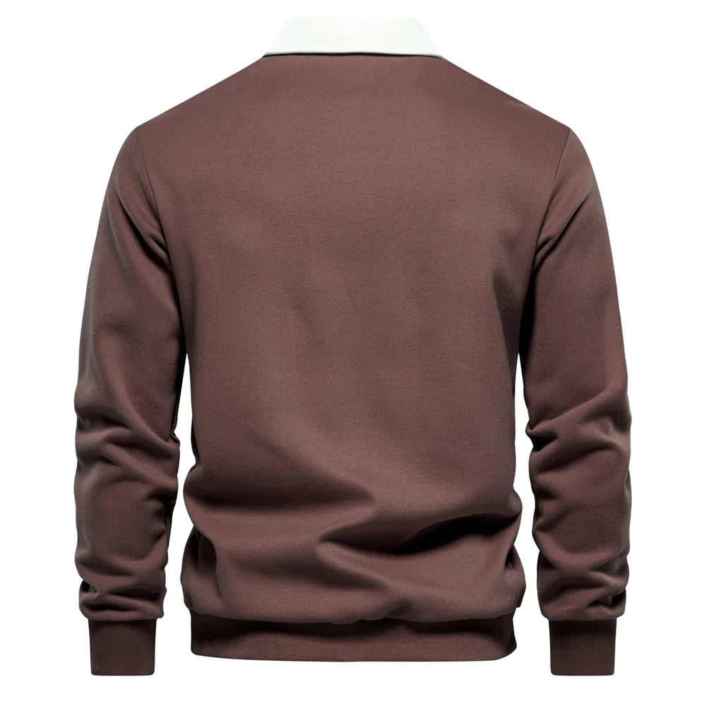"Sole di Capri" – Polo Neck Cotton Sweatshirt By Enzo Bellari®