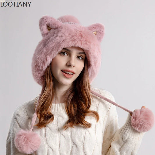 "Vera Luce" – Cat Ear Fur Pompom Beanie By Enzo Bellari®