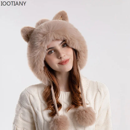 "Vera Luce" – Cat Ear Fur Pompom Beanie By Enzo Bellari®