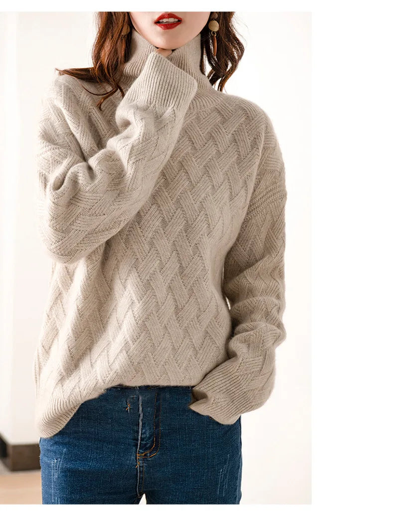 "Fior di Vento" – Oversized Turtleneck Knit Sweater By Enzo Bellari®