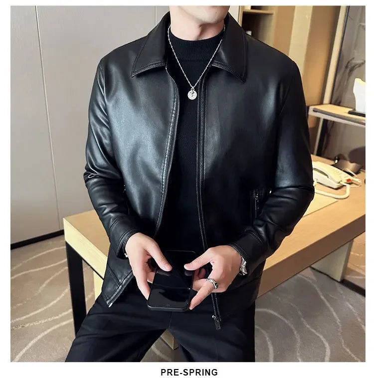 "Onda di Seta" – Leather Collared Business Jacket By Enzo Bellari®