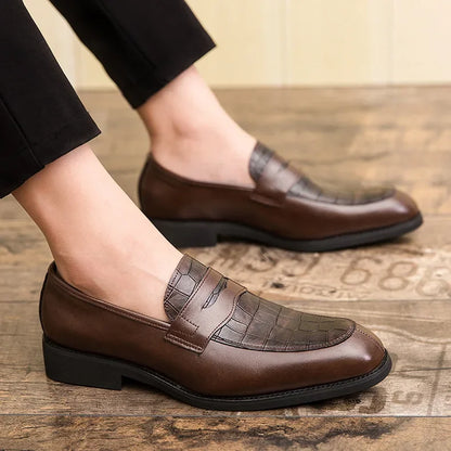 "Luna Dorata" – Crocodile Pattern Leather Loafers By Enzo Bellari®