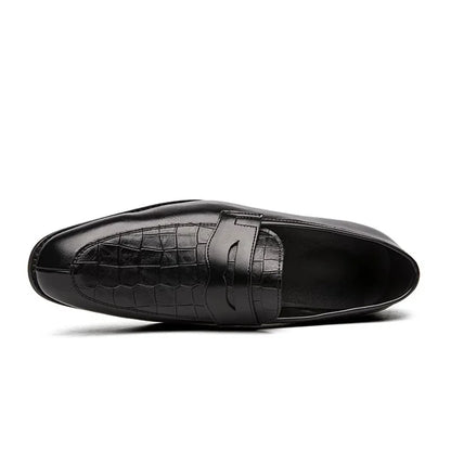 "Luna Dorata" – Crocodile Pattern Leather Loafers By Enzo Bellari®