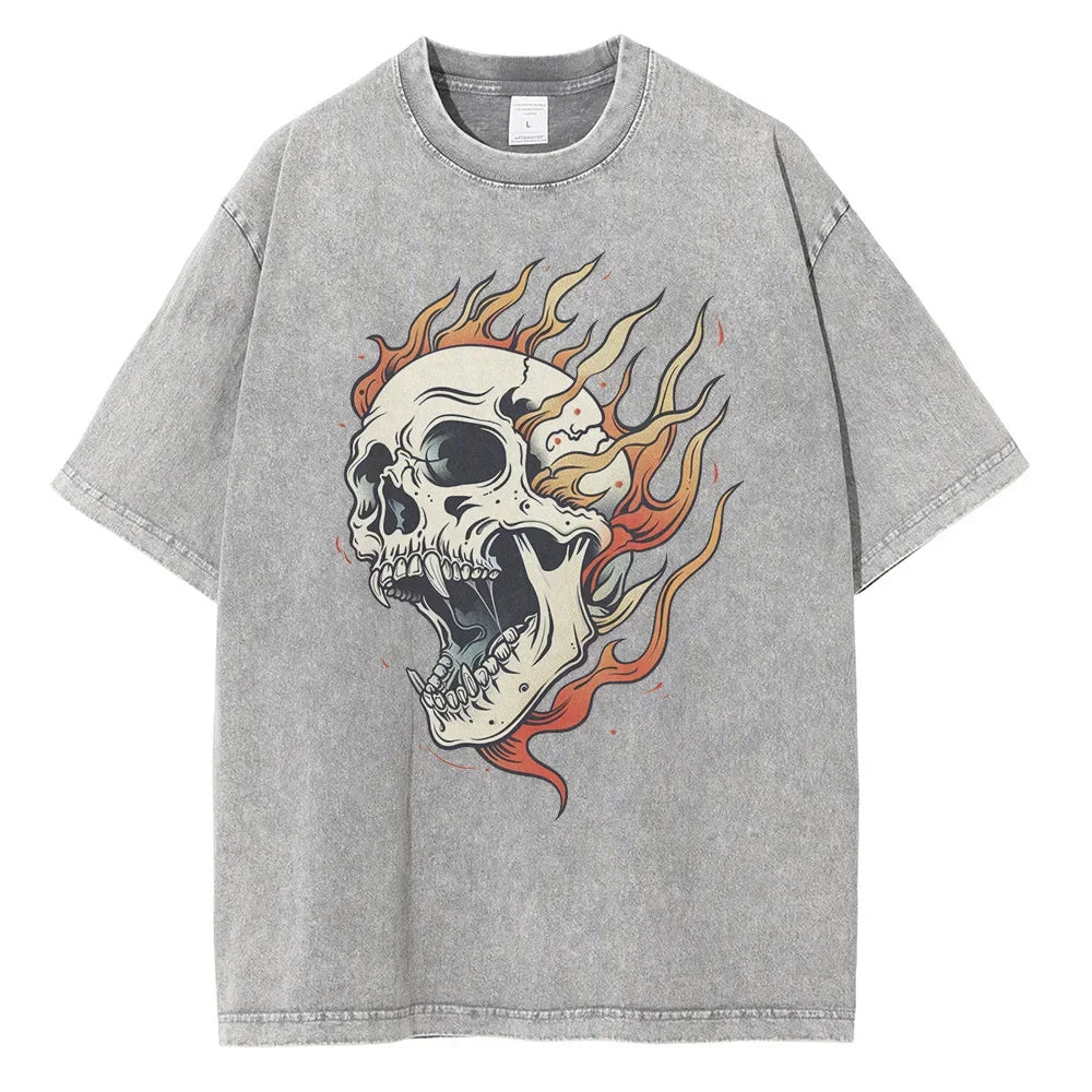 "Fiamma Nera" – Flame Skull Cotton Tee By Enzo Bellari®