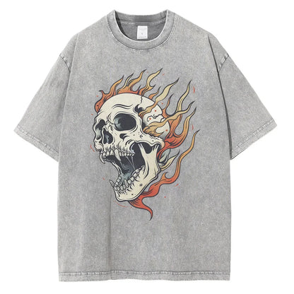 "Fiamma Nera" – Flame Skull Cotton Tee By Enzo Bellari®