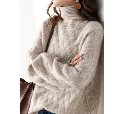 "Fior di Vento" – Oversized Turtleneck Knit Sweater By Enzo Bellari®