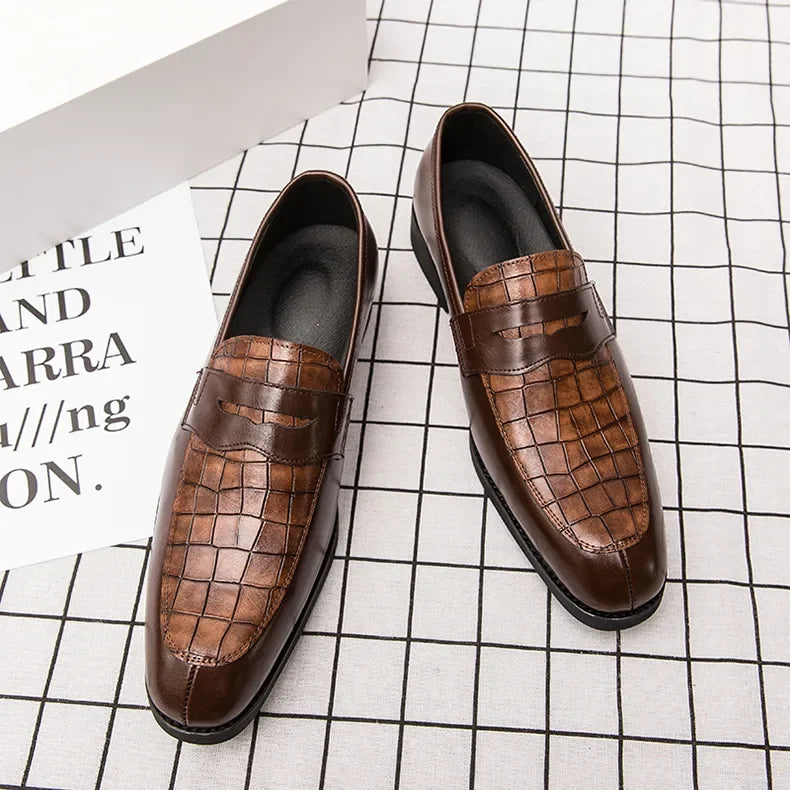 "Luna Dorata" – Crocodile Pattern Leather Loafers By Enzo Bellari®