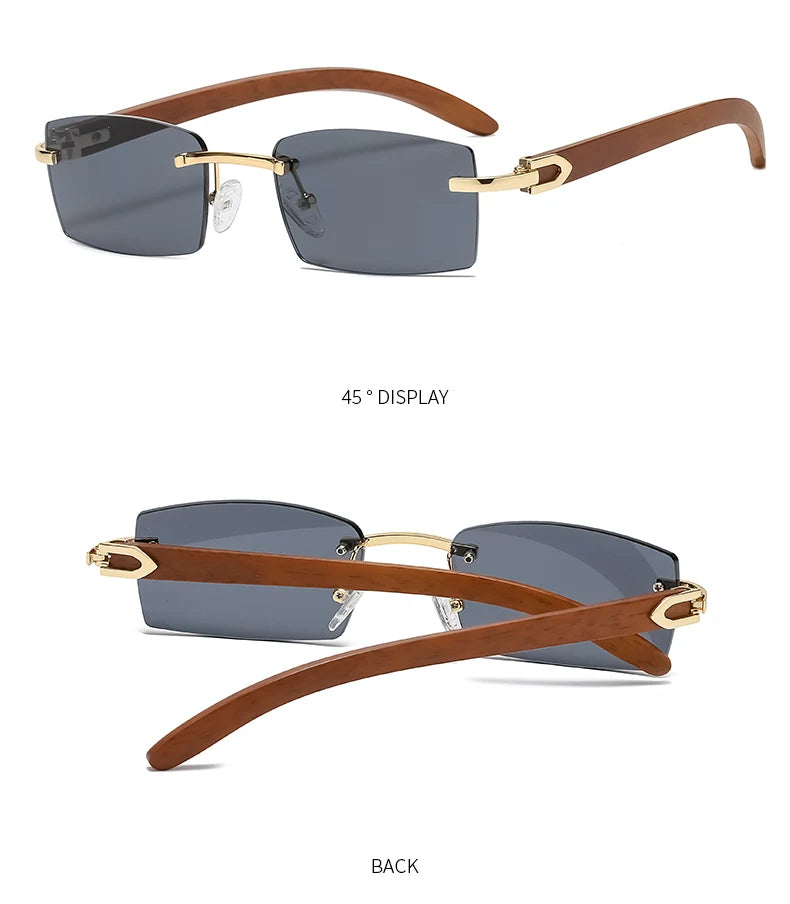 "Luna Dorata" – Rimless Rectangle Sunglasses By Enzo Bellari®