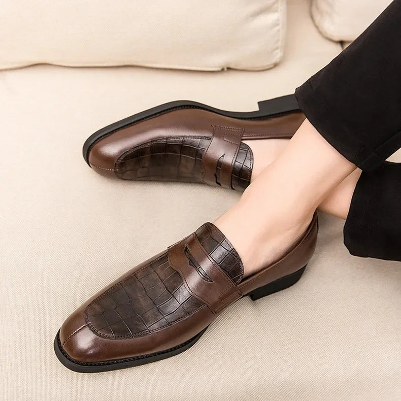 "Luna Dorata" – Crocodile Pattern Leather Loafers By Enzo Bellari®