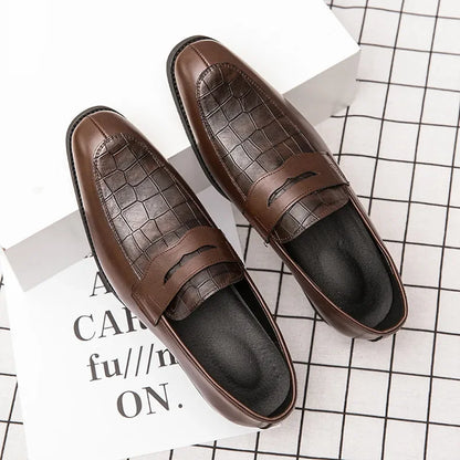 "Luna Dorata" – Crocodile Pattern Leather Loafers By Enzo Bellari®