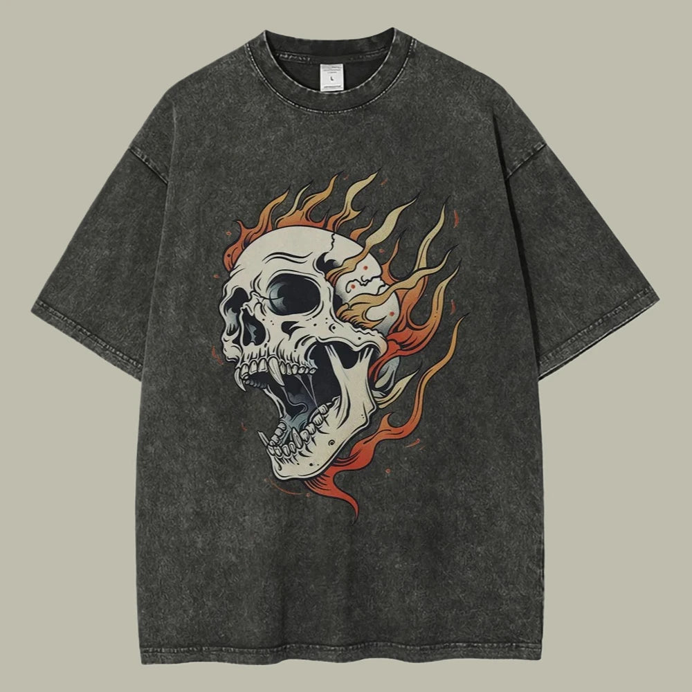 "Fiamma Nera" – Flame Skull Cotton Tee By Enzo Bellari®