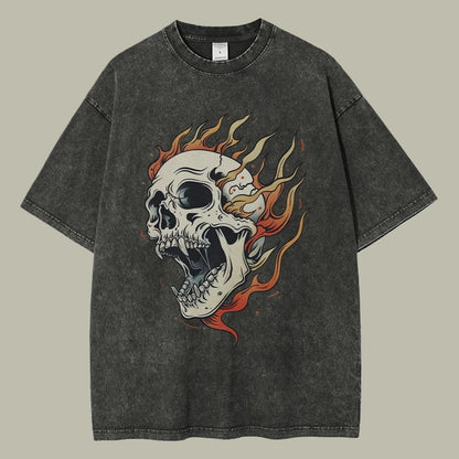 "Fiamma Nera" – Flame Skull Cotton Tee By Enzo Bellari®
