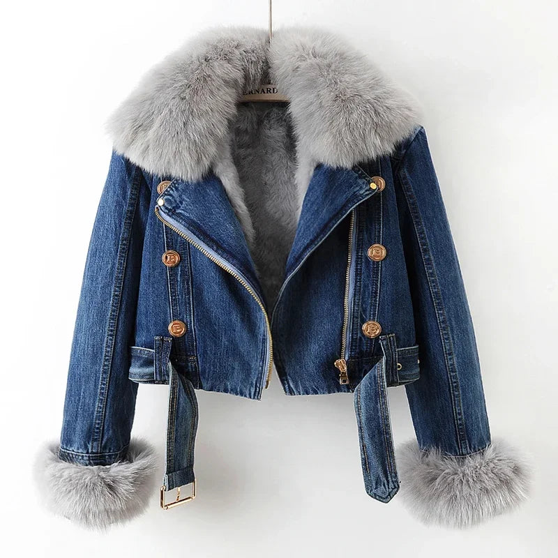 "Pelliccia Scura" – Denim Fox Fur Jacket By Enzo Bellari®