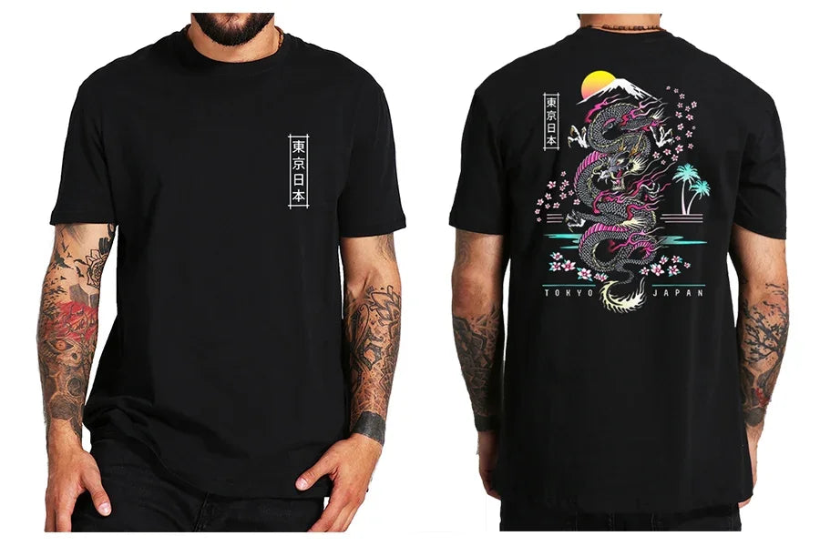 "Luna Dorata" – Dragon Japanese Back Print T-shirt By Enzo Bellari®