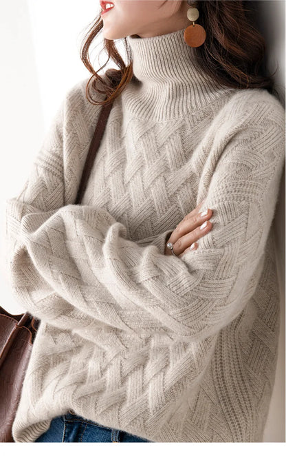 "Fior di Vento" – Oversized Turtleneck Knit Sweater By Enzo Bellari®