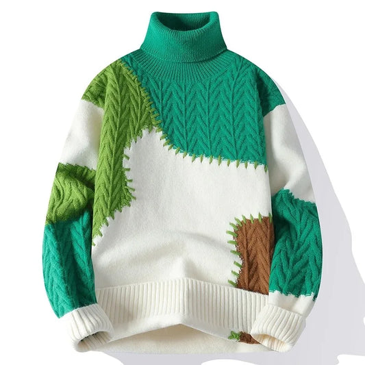 "Luna Dorata" – Patchwork Turtleneck Sweater By Enzo Bellari®