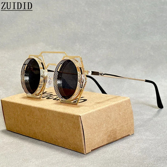 "Luna Dorata" – Metal Steampunk Round Sunglasses By Enzo Bellari®