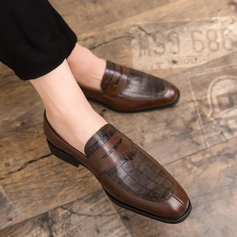 "Luna Dorata" – Crocodile Pattern Leather Loafers By Enzo Bellari®