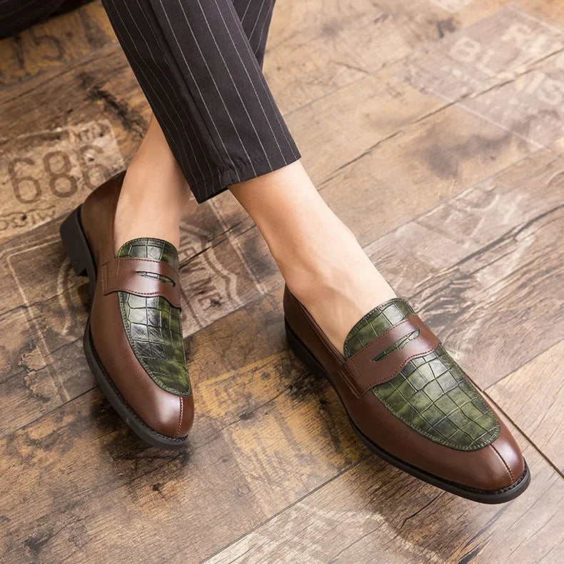 "Luna Dorata" – Crocodile Pattern Leather Loafers By Enzo Bellari®