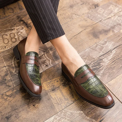 "Luna Dorata" – Crocodile Pattern Leather Loafers By Enzo Bellari®