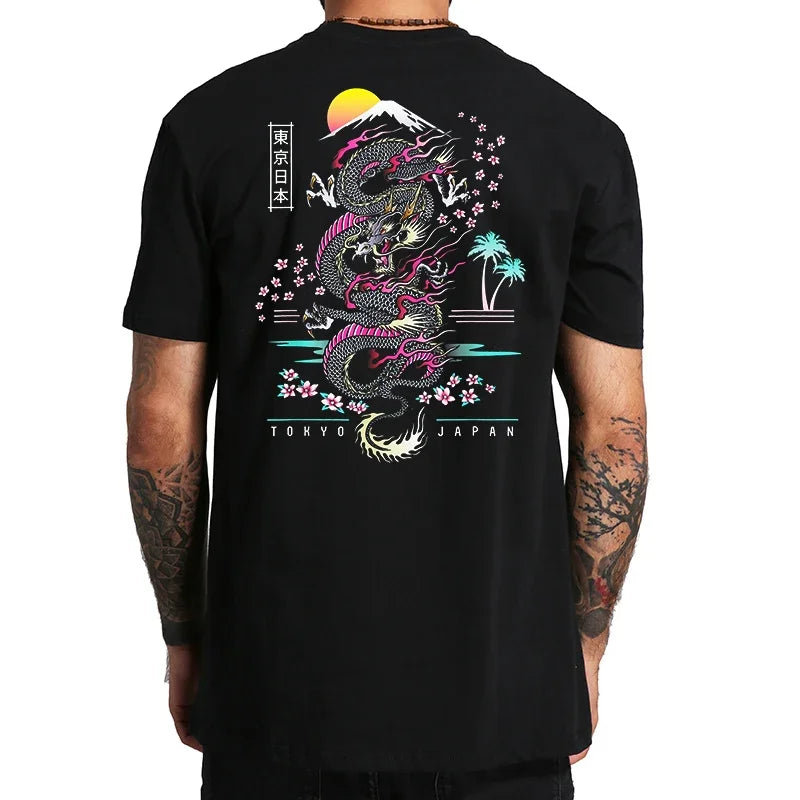 "Luna Dorata" – Dragon Japanese Back Print T-shirt By Enzo Bellari®