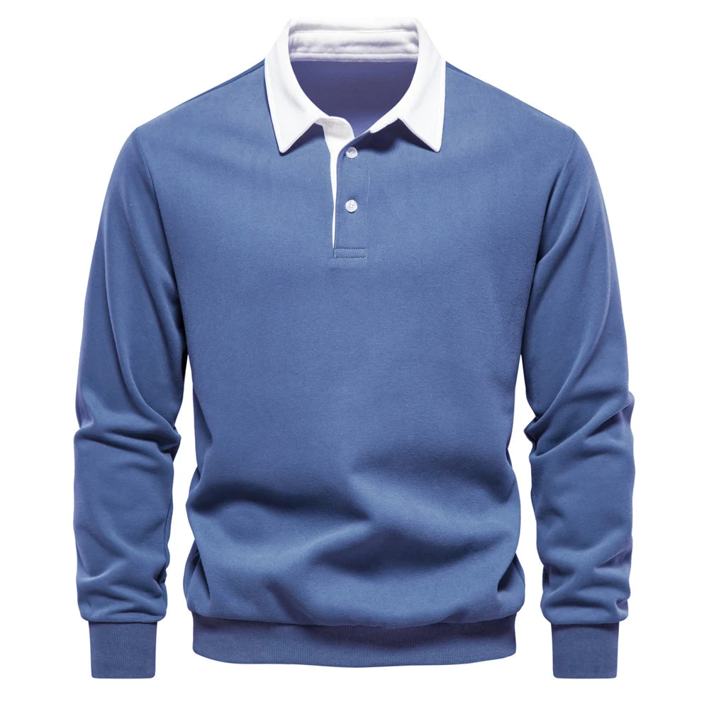 "Sole di Capri" – Polo Neck Cotton Sweatshirt By Enzo Bellari®