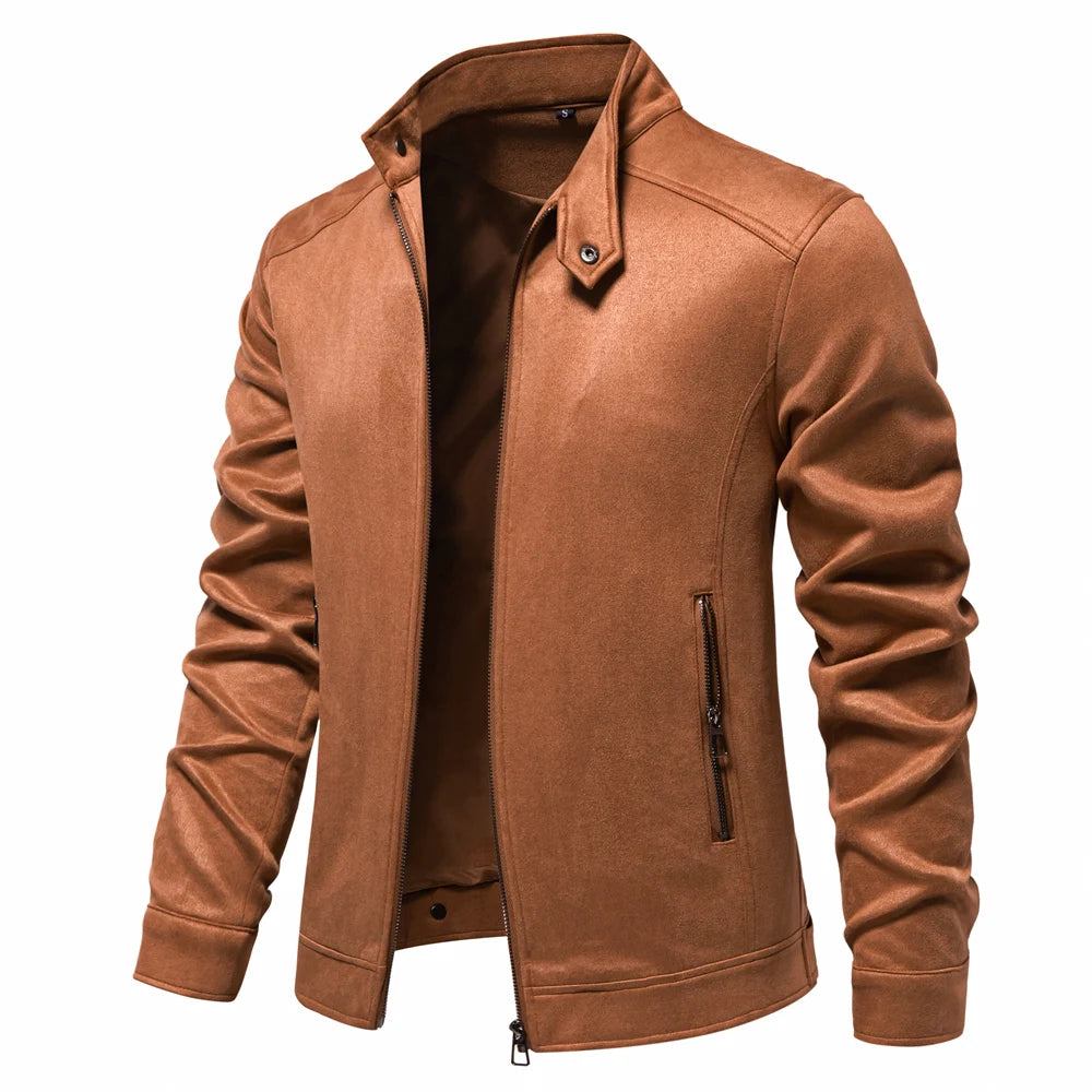 "Aria Serenata" – Stand Collar Suede Leather Jacket By Enzo Bellari®