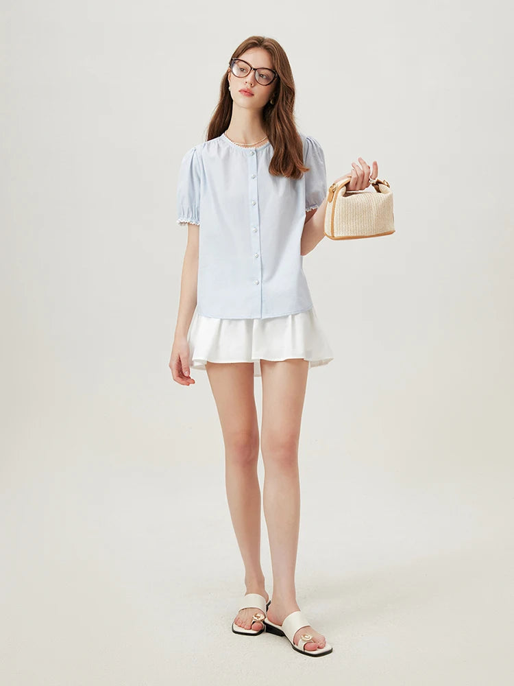 "La Pizzo" – Lace Puff Sleeve Blouse By Enzo Bellari®