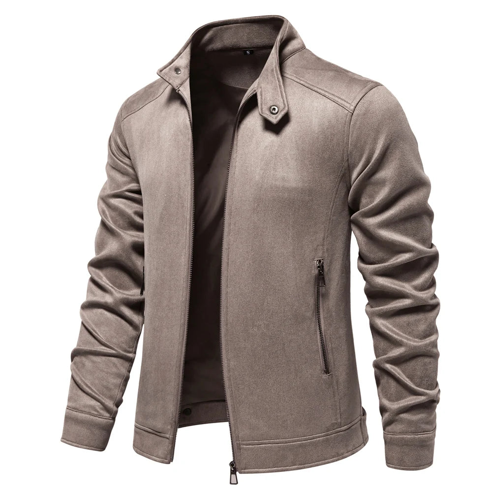"Aria Serenata" – Stand Collar Suede Leather Jacket By Enzo Bellari®