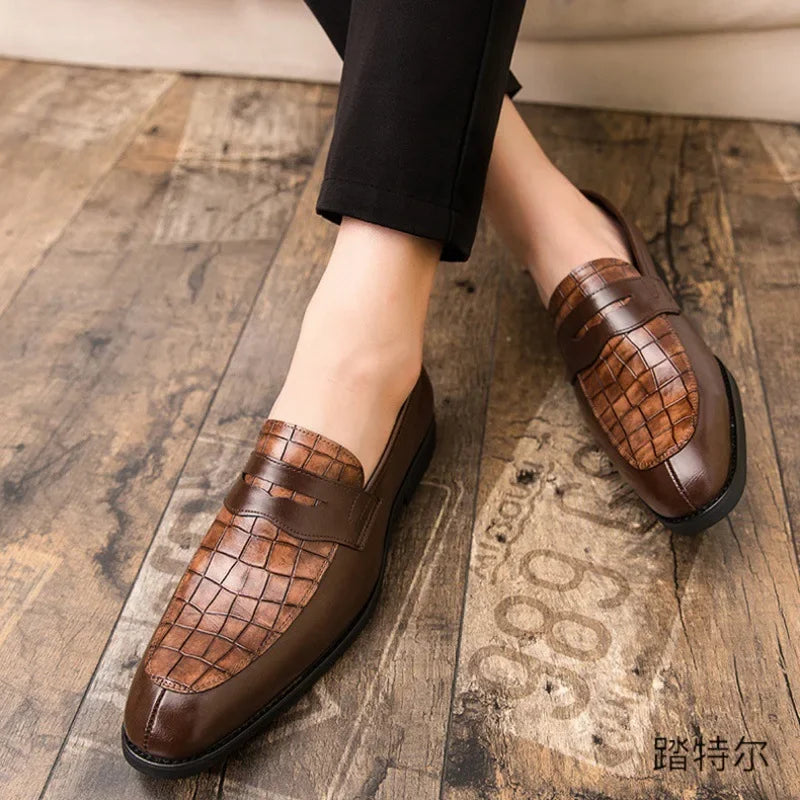 "Luna Dorata" – Crocodile Pattern Leather Loafers By Enzo Bellari®