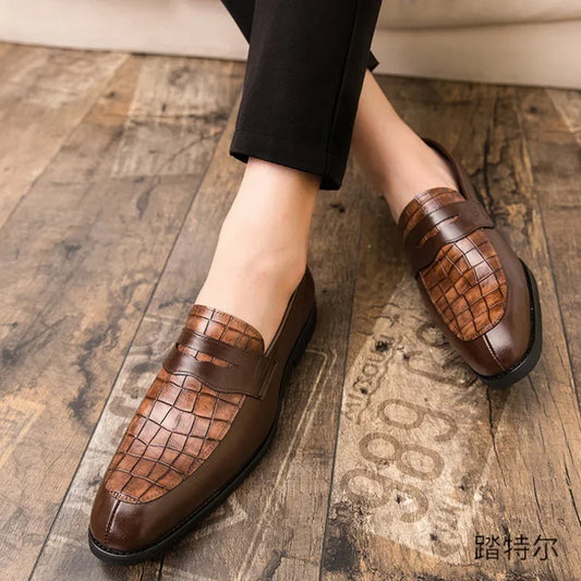 "Luna Dorata" – Crocodile Pattern Leather Loafers By Enzo Bellari®