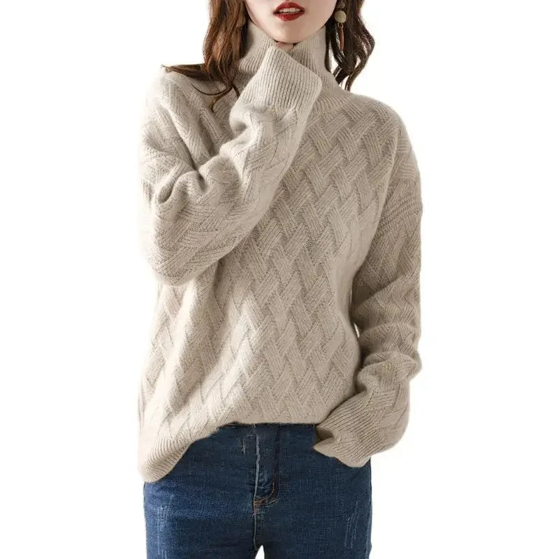 "Fior di Vento" – Oversized Turtleneck Knit Sweater By Enzo Bellari®