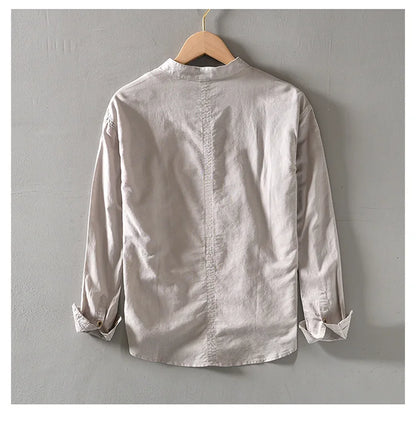 "Aria Serenata" – Linen Stand Collar Shirt By Enzo Bellari®