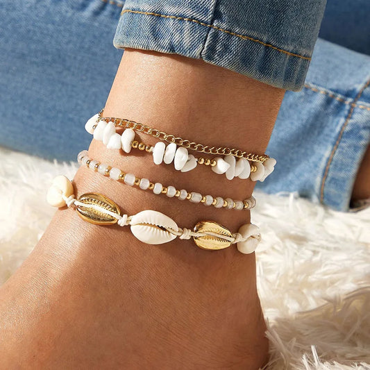 "Lusso Elegante" – Boho Shell Anklet Set By Enzo Bellari®