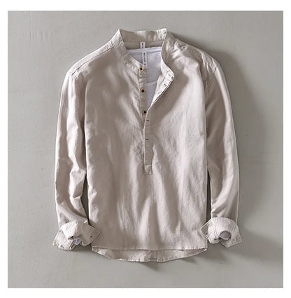 "Aria Serenata" – Linen Stand Collar Shirt By Enzo Bellari®