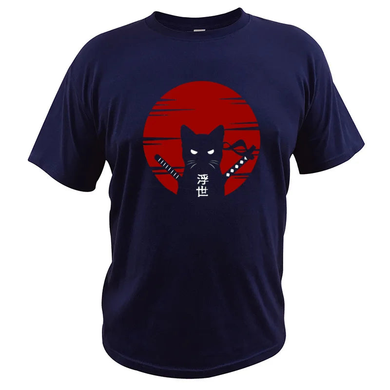"Luce di Mare" – Samurai Cat Ukiyoe T-shirt By Enzo Bellari®