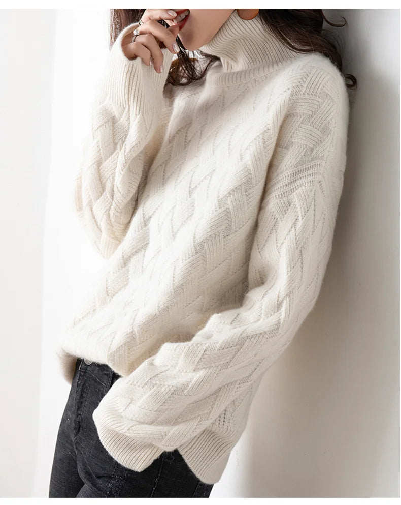 "Fior di Vento" – Oversized Turtleneck Knit Sweater By Enzo Bellari®