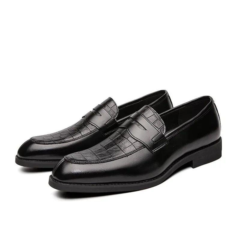 "Luna Dorata" – Crocodile Pattern Leather Loafers By Enzo Bellari®