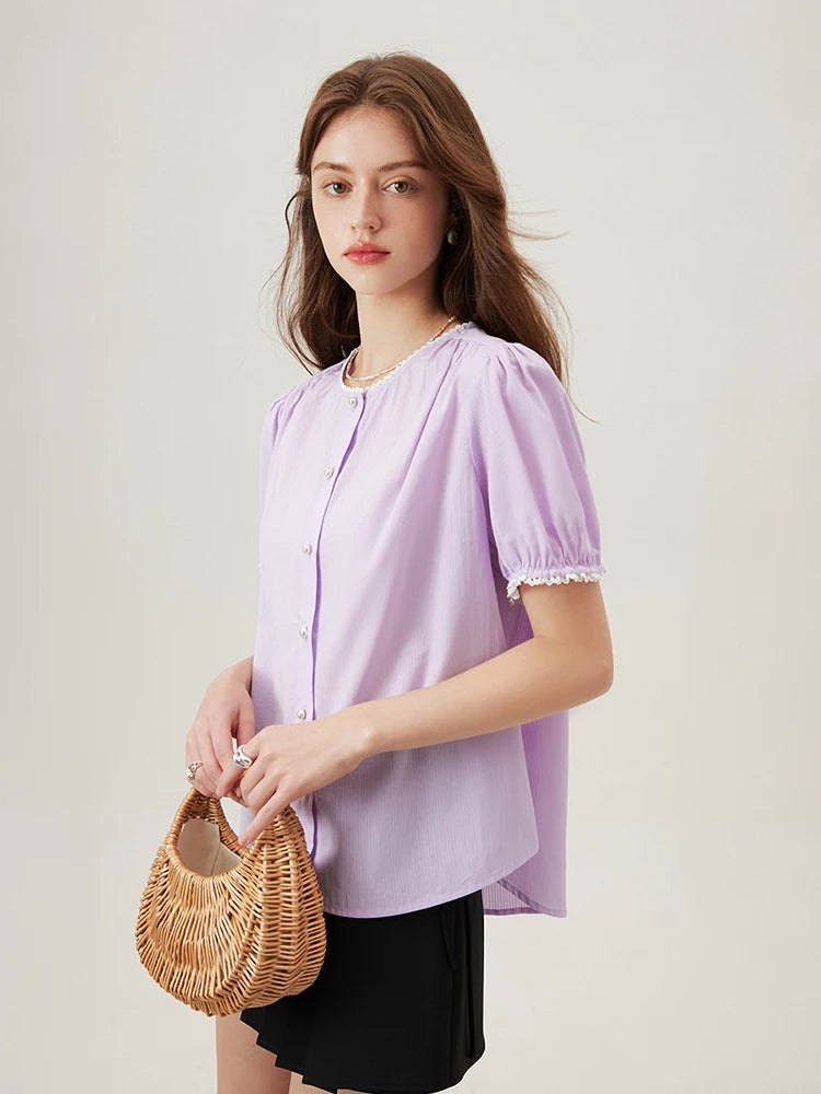 "La Pizzo" – Lace Puff Sleeve Blouse By Enzo Bellari®