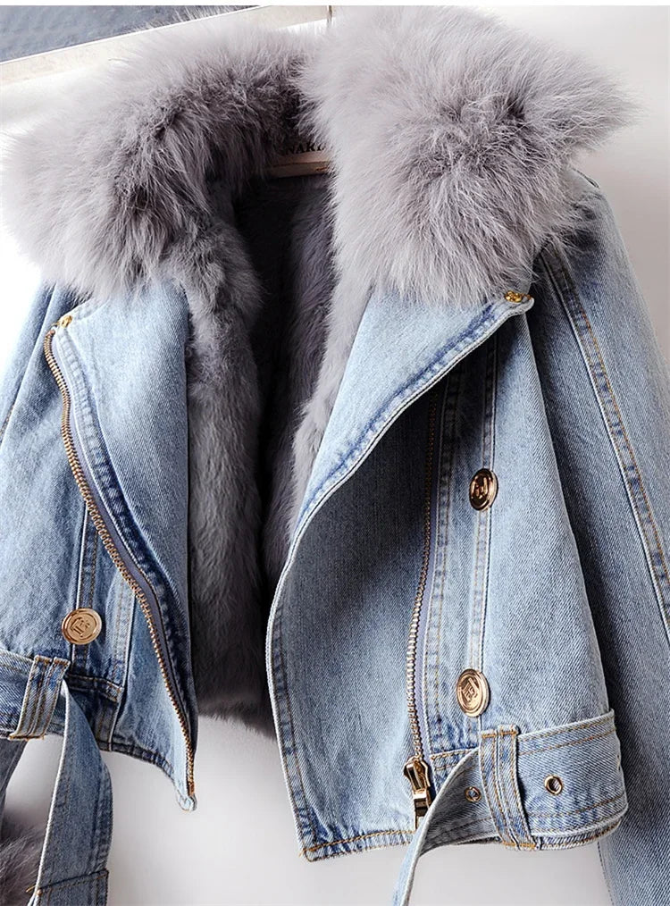"Pelliccia Scura" – Denim Fox Fur Jacket By Enzo Bellari®