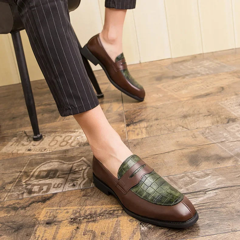 "Luna Dorata" – Crocodile Pattern Leather Loafers By Enzo Bellari®