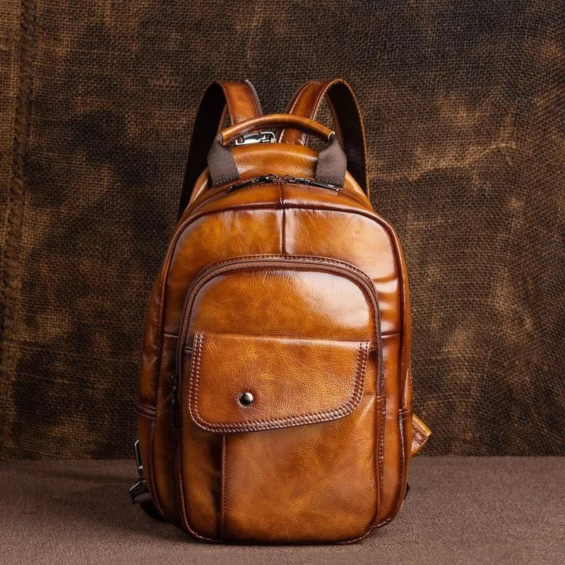 "Strada Vecchia" – Leather Retro Backpack By Enzo Bellari®