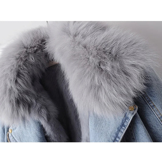 "Pelliccia Scura" – Denim Fox Fur Jacket By Enzo Bellari®