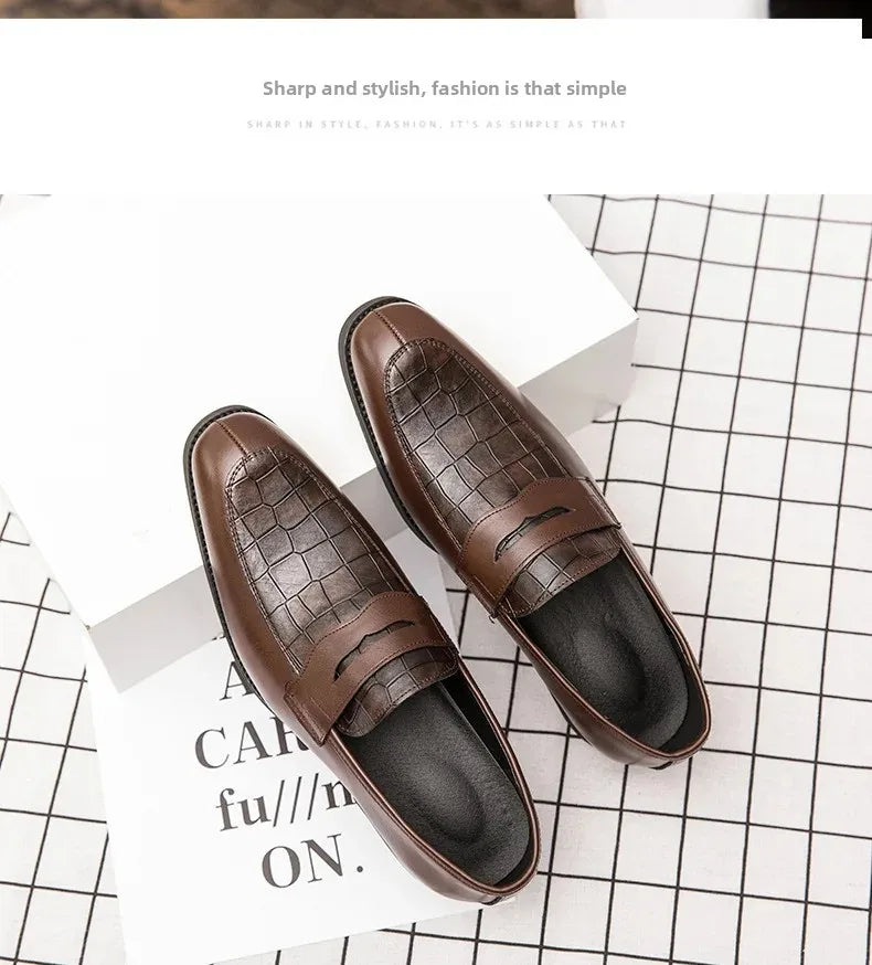"Luna Dorata" – Crocodile Pattern Leather Loafers By Enzo Bellari®